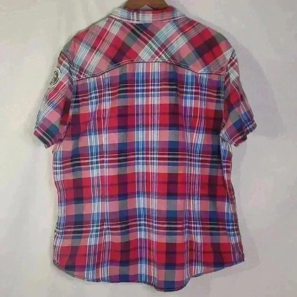 Vintage Y2K Arizona Jean Company Plaid Western Snap Front Short Sleeve Shirt XXL - Picture 6 of 12